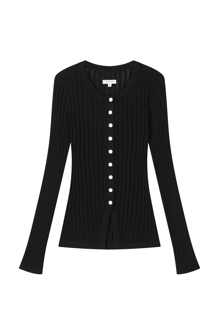 Petite Studio's Delsie Cotton Knit Top in Black