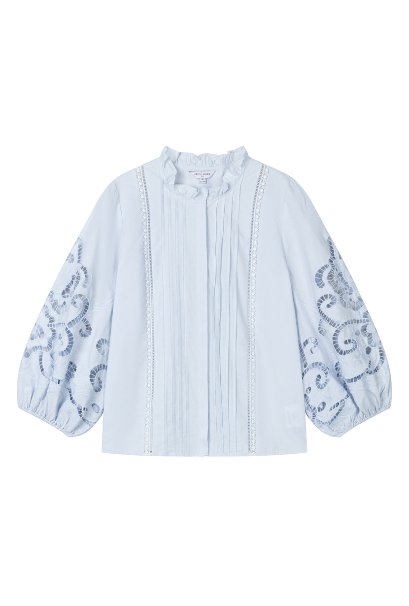 Petite Studio's Chandler Cotton Blouse in Sky