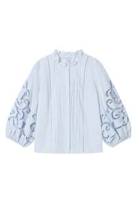 Petite Studio's Chandler Cotton Blouse in Sky