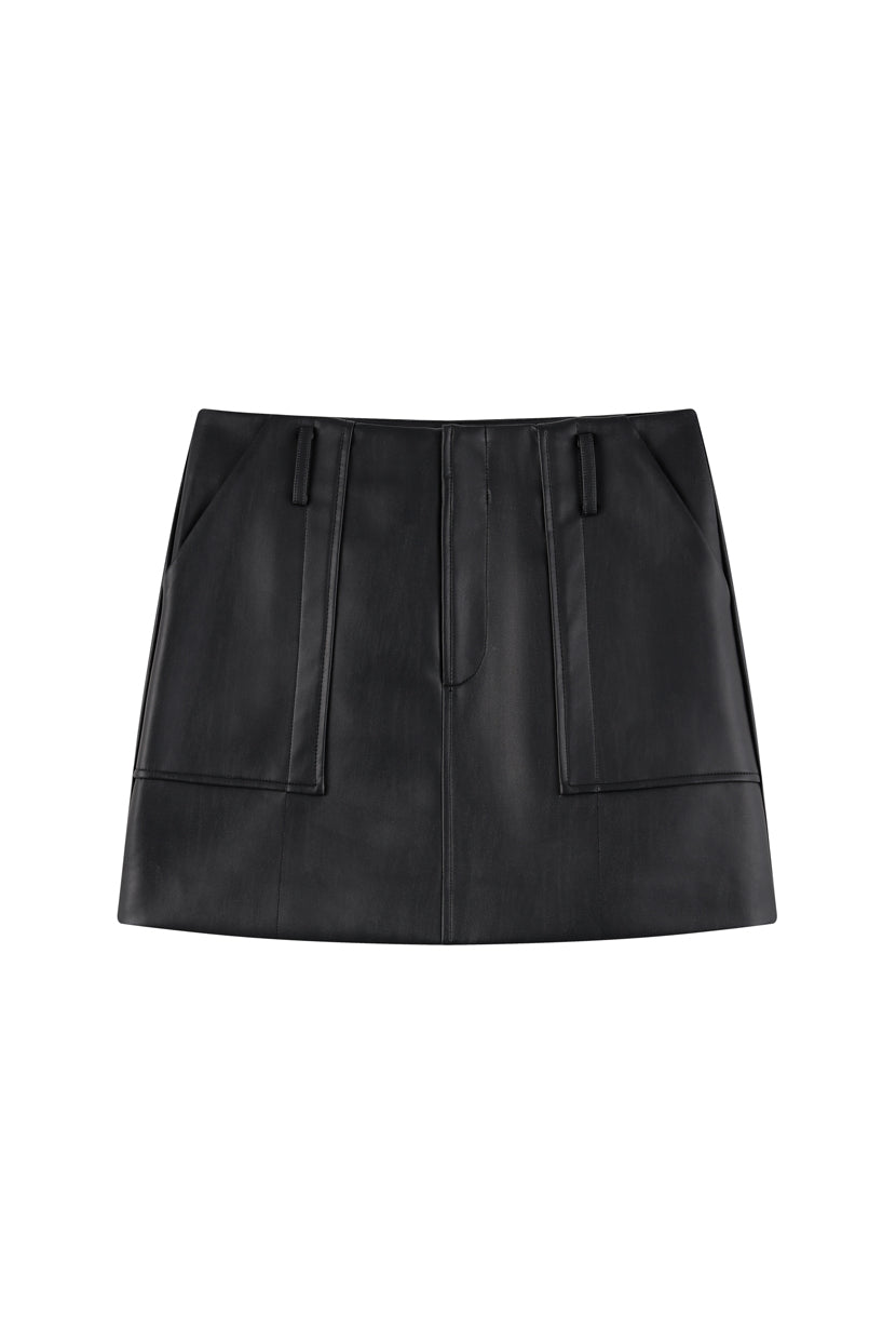 Petite Studio's Andy Leather Skirt in Black