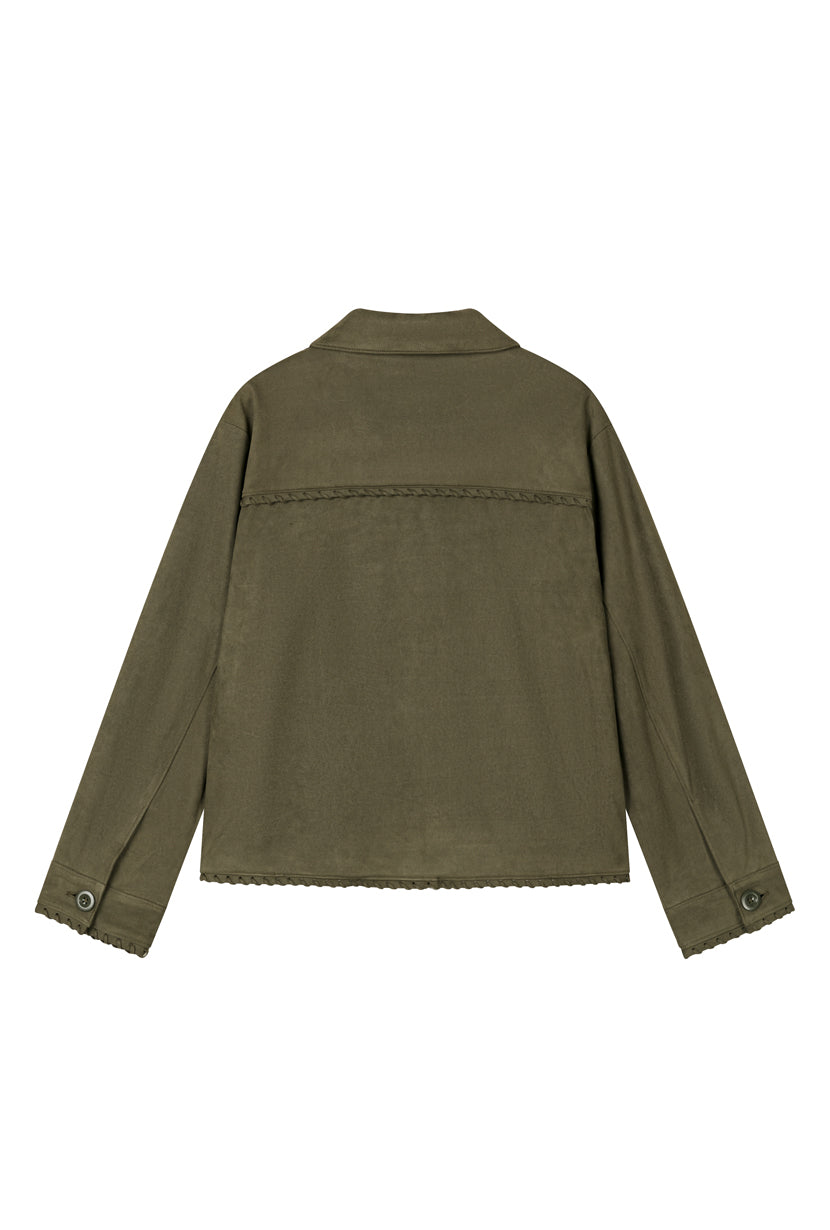 Petite Studio's Chiara Suede Jacket in Deep Olive 