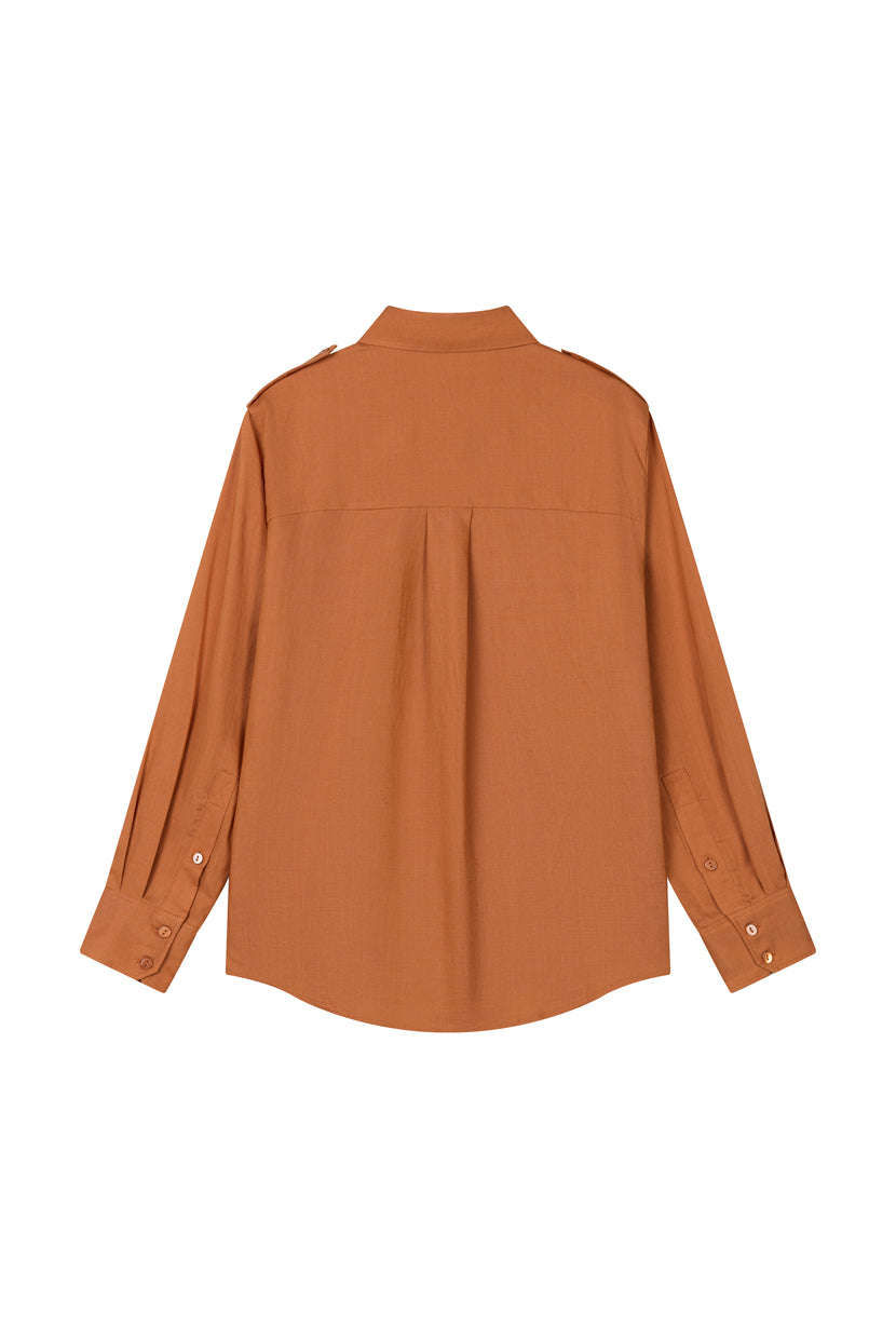 Petite Studio's Dana Linen Shirt Jacket in Ginger