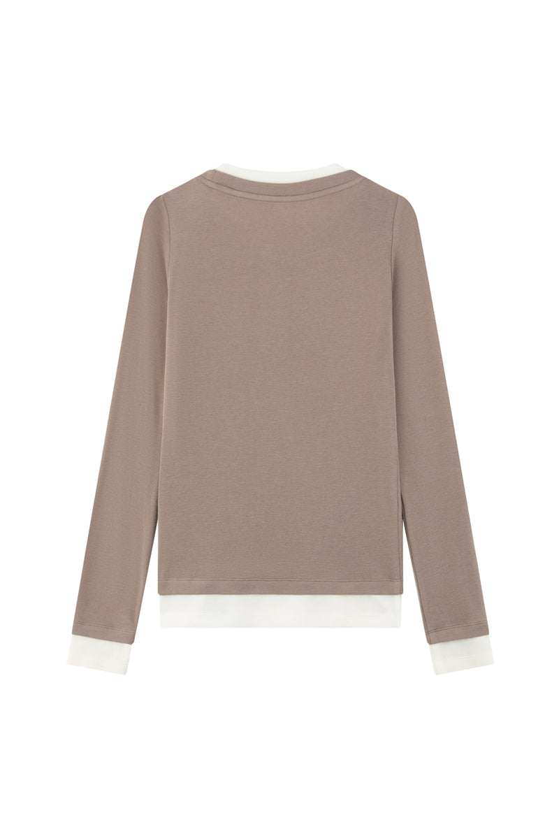 Petite Studio's Hedi Wool Blend Layered Top in Oat