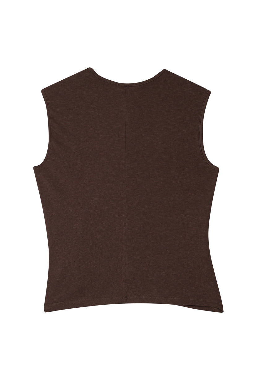Petite Studio's Jeevan Jersey Cotton Top in Chocolate