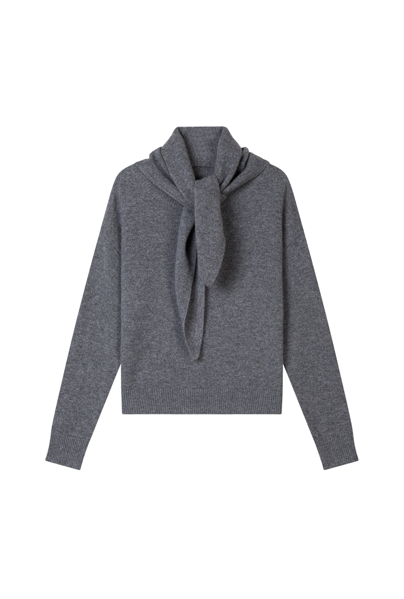 Petite Studio's Nori Merino Wool Scarf Sweater in Grey