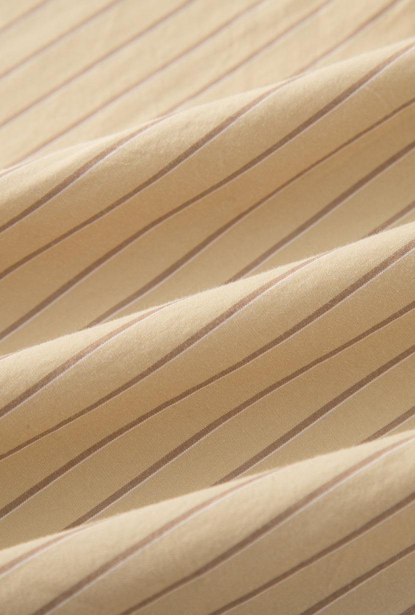 Petite Studio's Alexie Cotton Robe Shirt in Khaki Striped