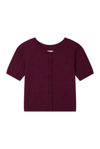 Petite Studio's Basti Reversible Merino Wool Cardigan in Burgundy 