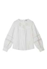 Petite Studio's Julian Appliqué Cotton Blouse in Ivory