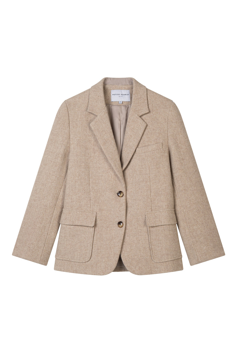 Petite Studio's Emilia Wool Blazer in Oatmeal