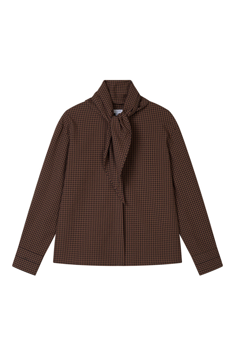 Petite Studio's Finn Cotton Scarf Shirt in Brown 