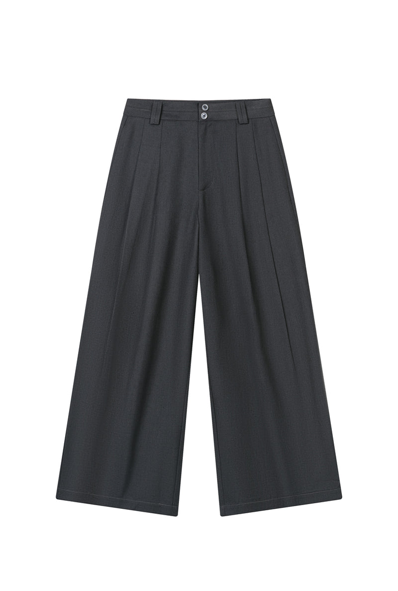Petite Studio's Carlo Wool Blend Wide Pants in Grey