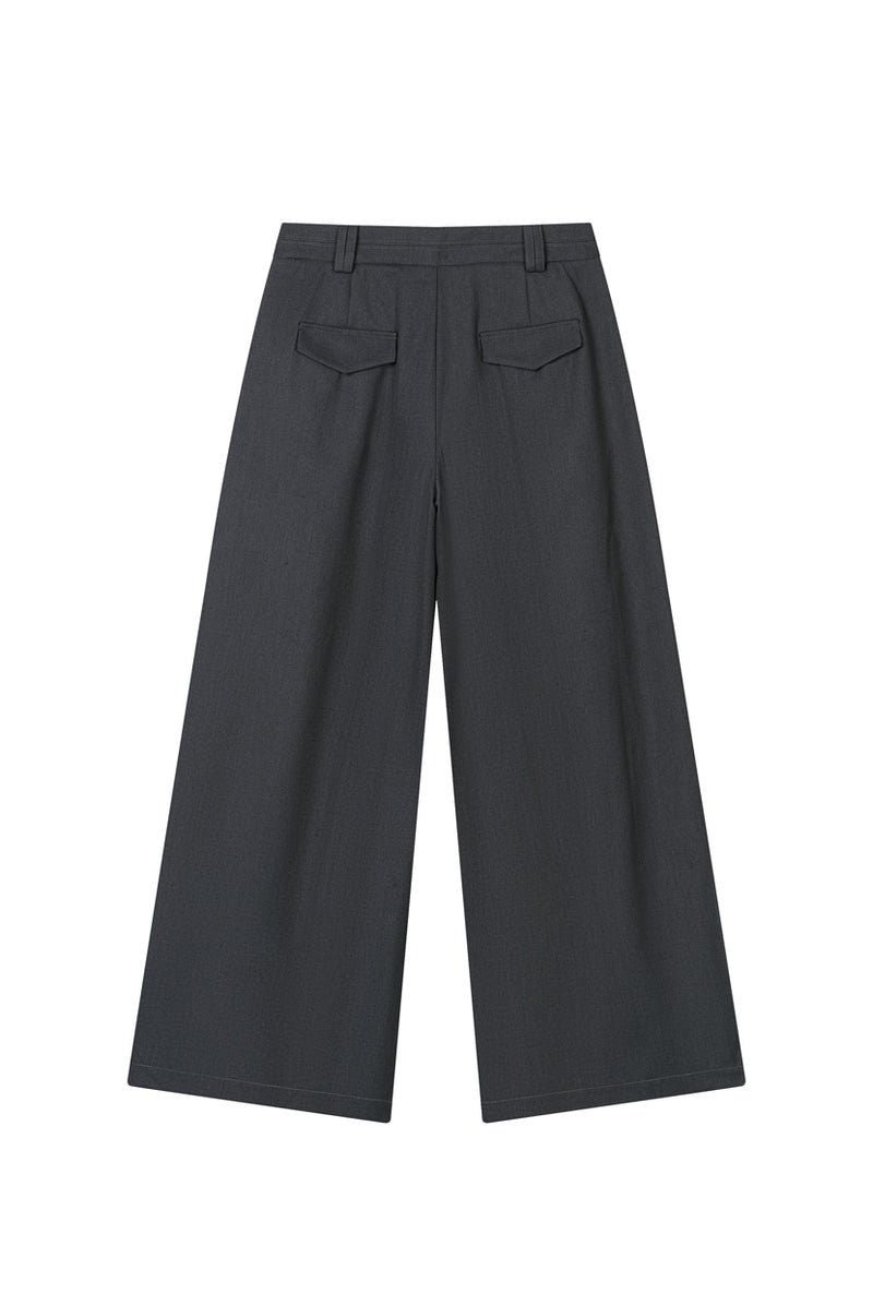 Petite Studio's Carlo Wool Blend Wide Pants in Grey