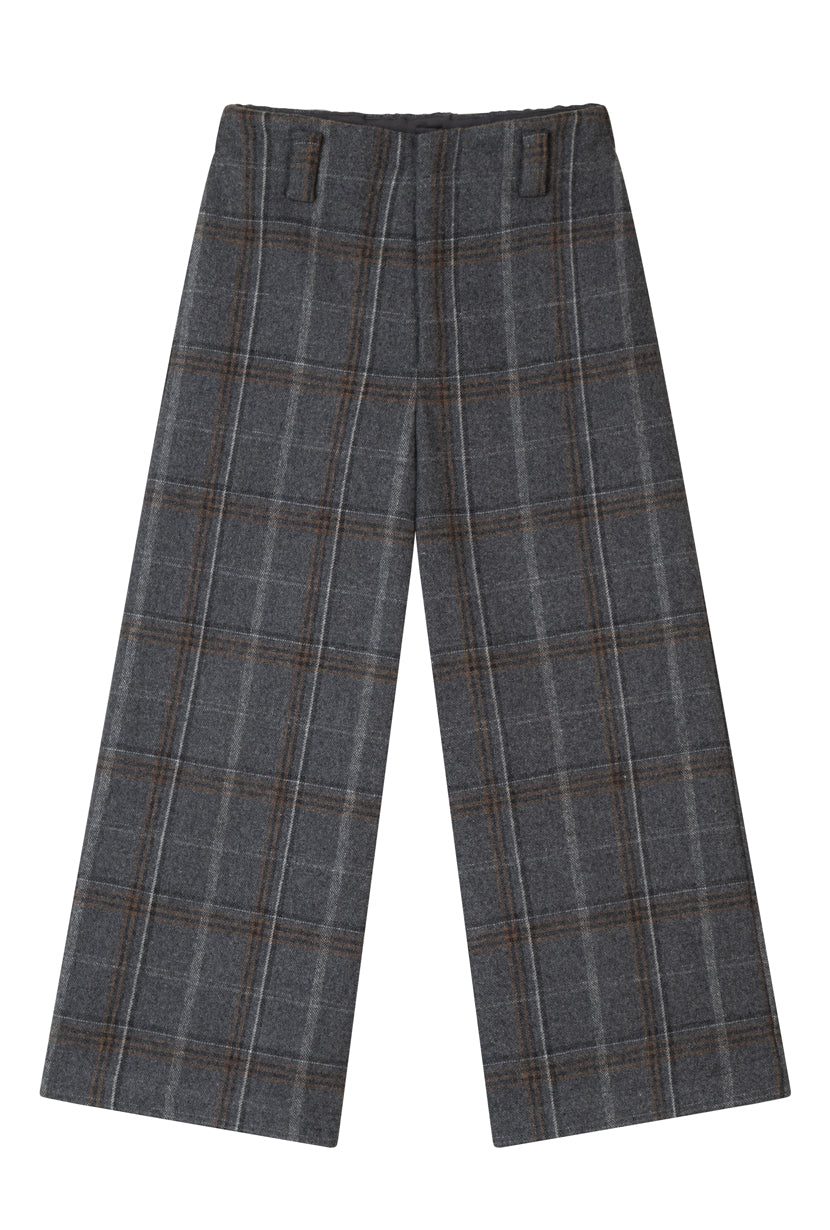 Petite Studio's Parker Cropped Wool Pants in Grey Plaid