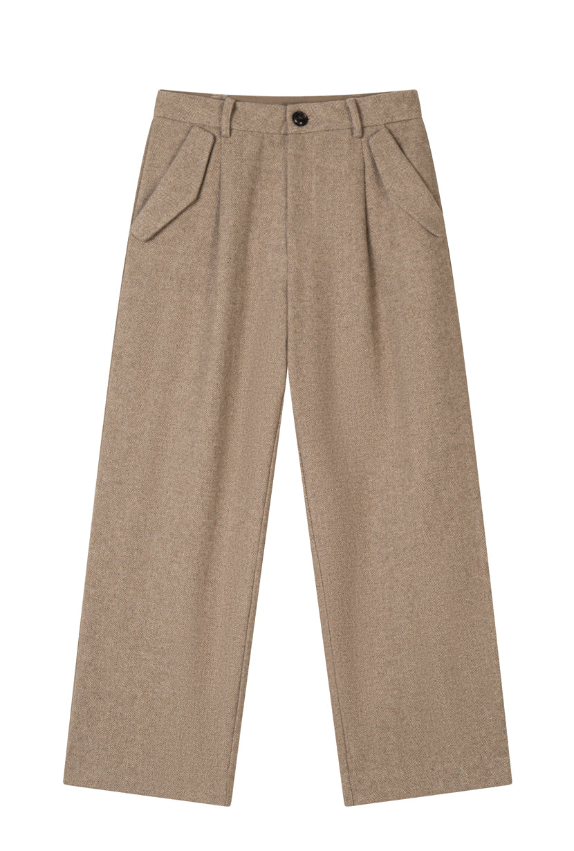Petite Studio's Sawyer Cropped Wool Pants in Light Camel