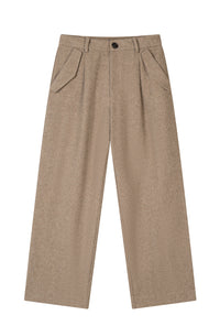 Petite Studio's Sawyer Cropped Wool Pants in Light Camel
