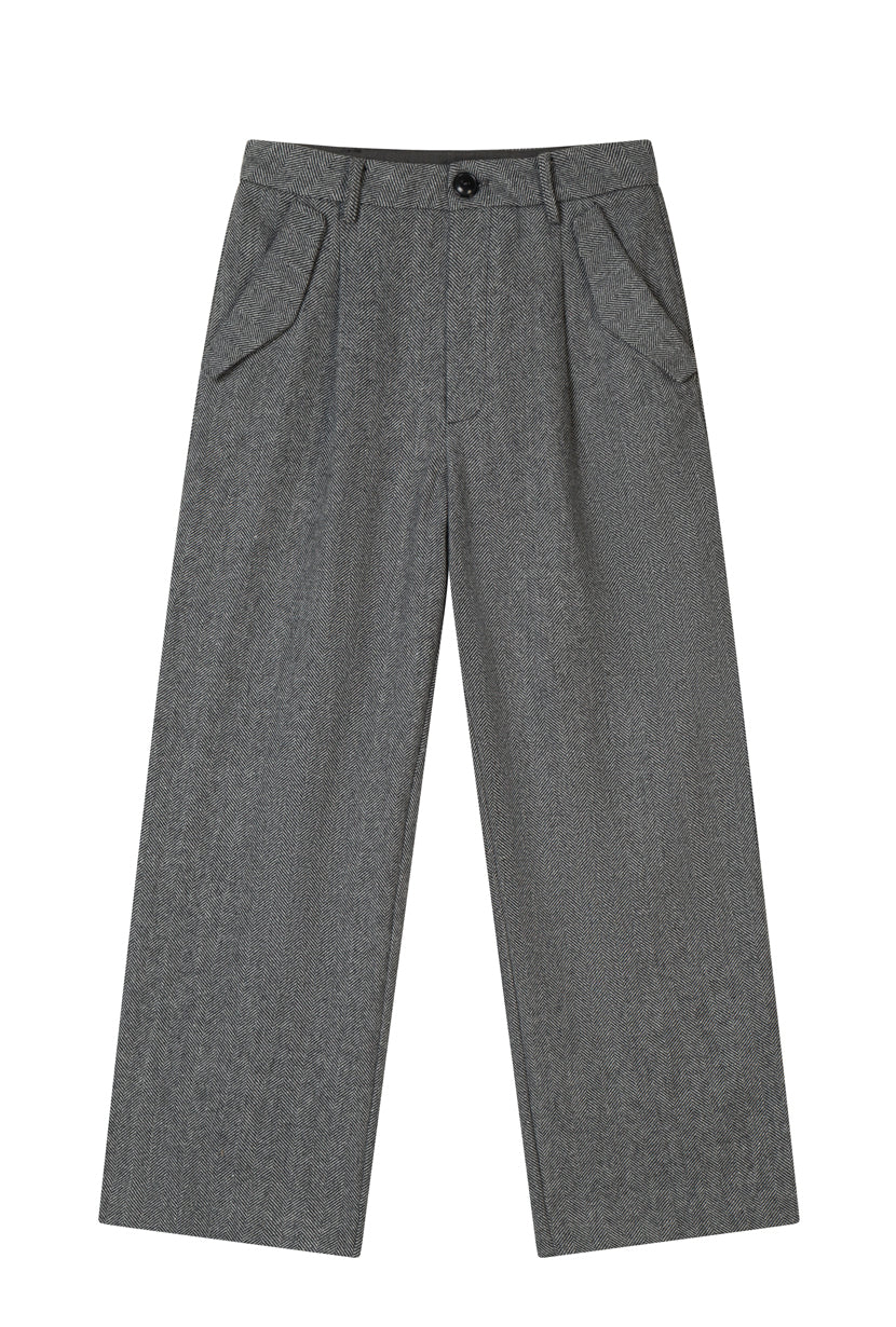 Petite Studio's Sawyer Cropped Wool Pants in Charcoal