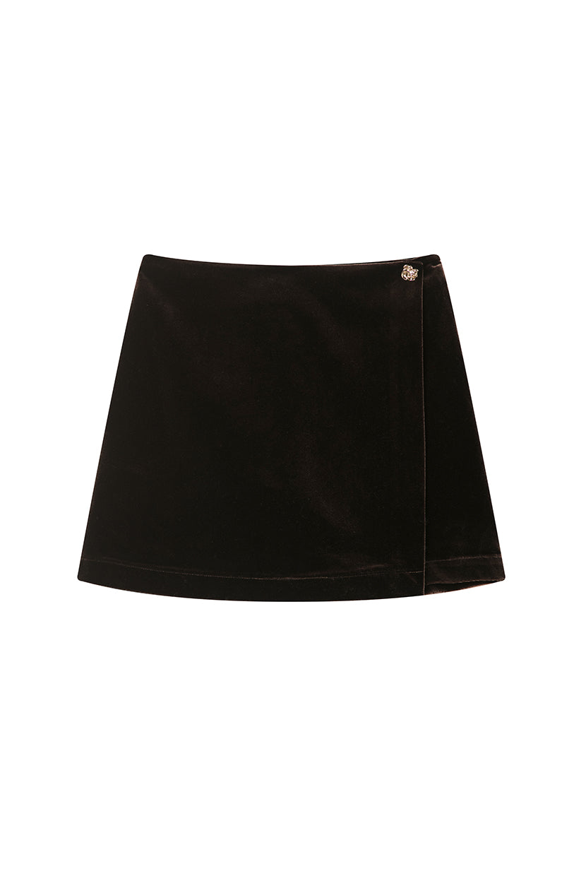 Petite Studio's Manon Velvet Skirt in Brown