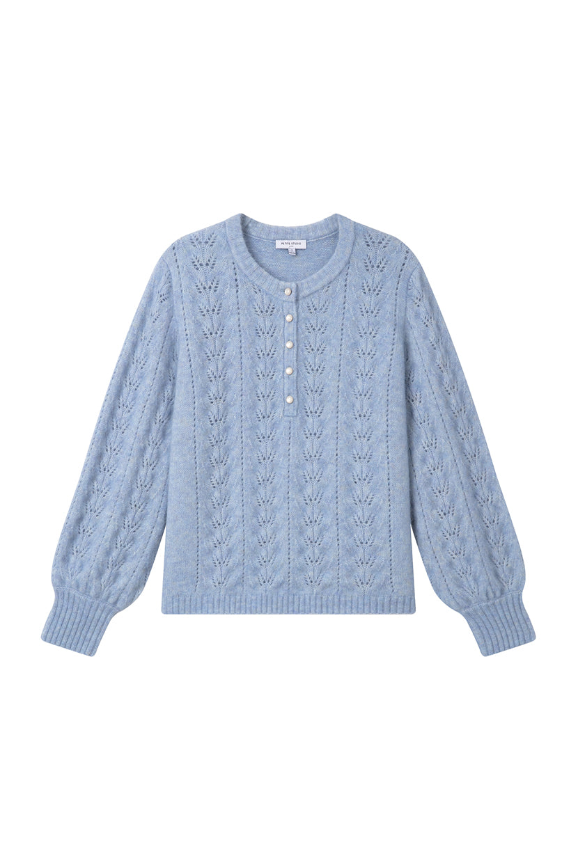 Petite Studio's Paisley Mohair Sweater in Dusty Blue