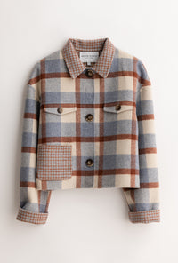 Petite Studio's oversized Stockholm Reversible Wool Jacket in Blue Plaid