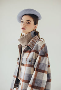 Petite Studio's oversized Stockholm Reversible Wool Jacket in Blue Plaid